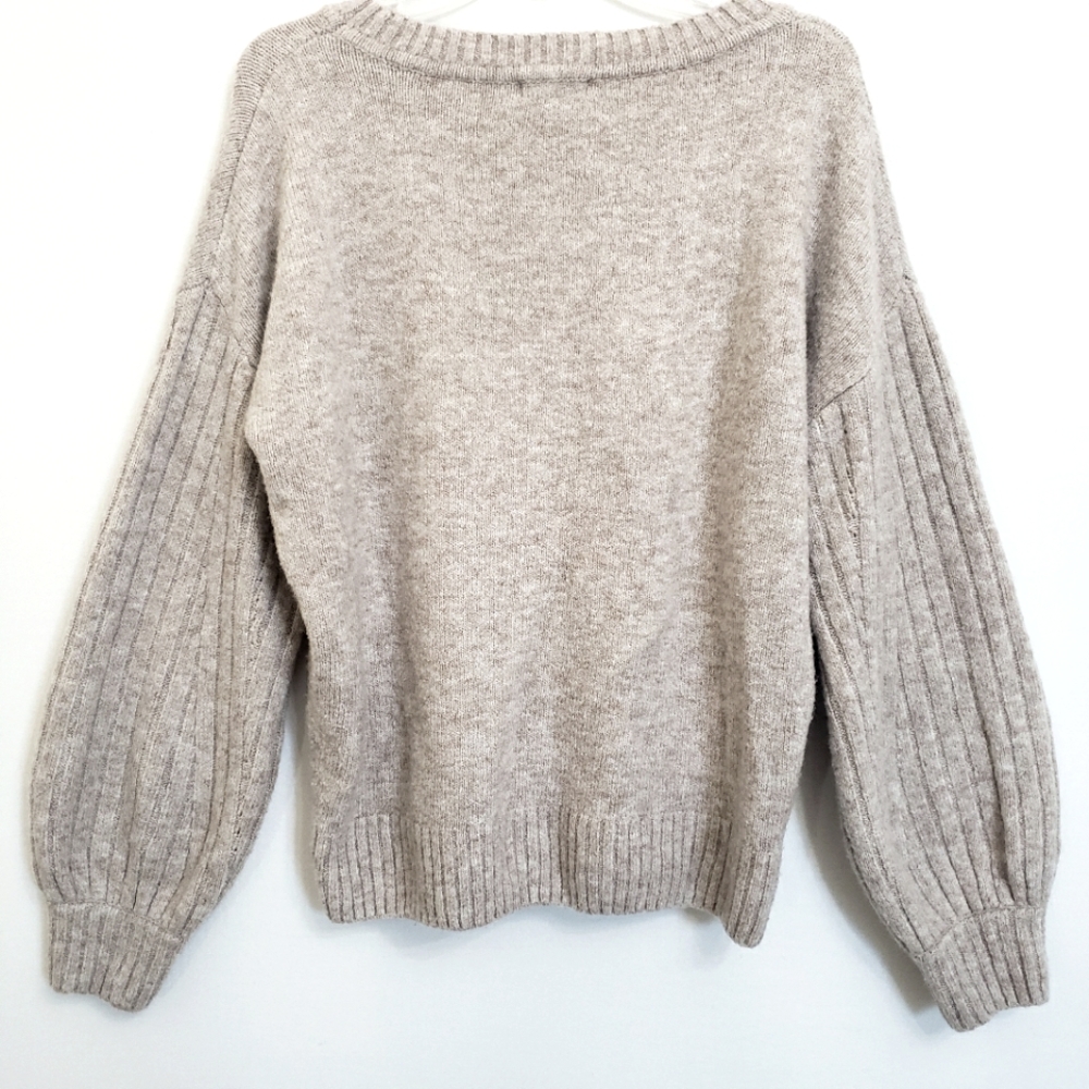 Nwot Max Studio Blush Ribbed Puffed Longsleeve Pullover Sweater - Picture 7 of 11